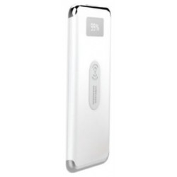 Φορτιστής Μπαταριά Power Bank 10000mAh με Ασύρματη Φόρτιση, Οθόνη και δύο Θύρες USB Χρώμα Λευκό 8854