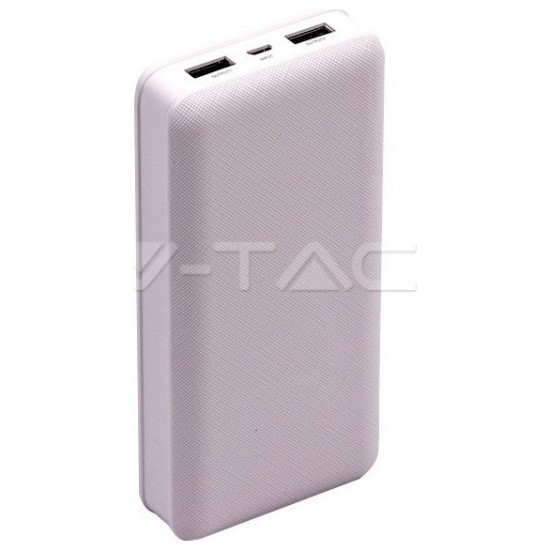 Φορτιστής Μπαταριά Power Bank 20000mAh με  δύο Θύρες USB Χρώμα Λευκό 8189