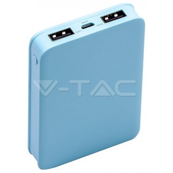 Φορτιστής Μπαταριά Power Bank 5000mAh με δύο Θύρες USB Χρώμα Γαλάζιο 8195