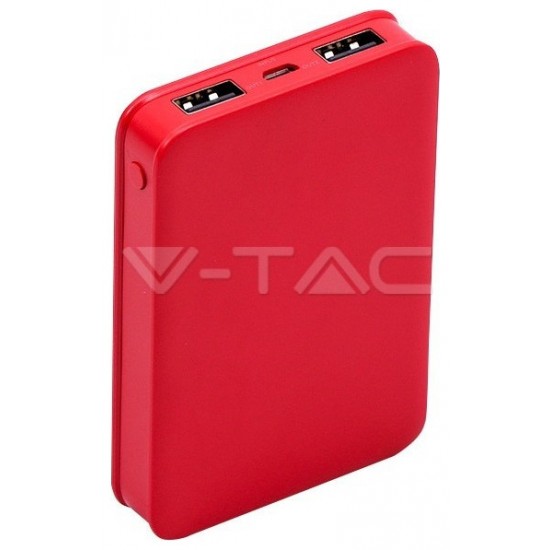 Φορτιστής Μπαταριά Power Bank 5000mAh με δύο Θύρες USB Χρώμα Κόκκινο 8192