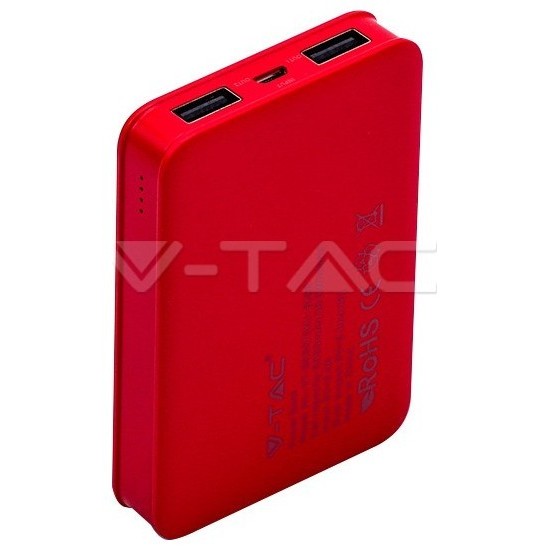 Φορτιστής Μπαταριά Power Bank 5000mAh με δύο Θύρες USB Χρώμα Κόκκινο 8192
