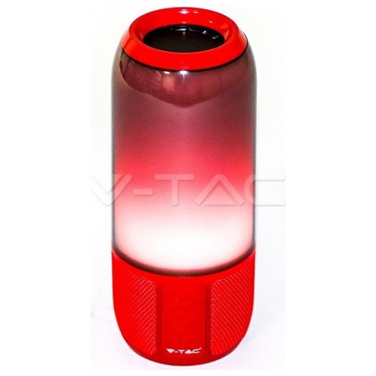 V-TAC Επιτραπέζιο φωτιστικό  LED Ηχείο Bluetooth 2x3W RGB με USB και TF Card Χρώμα Κόκκινο 8571
