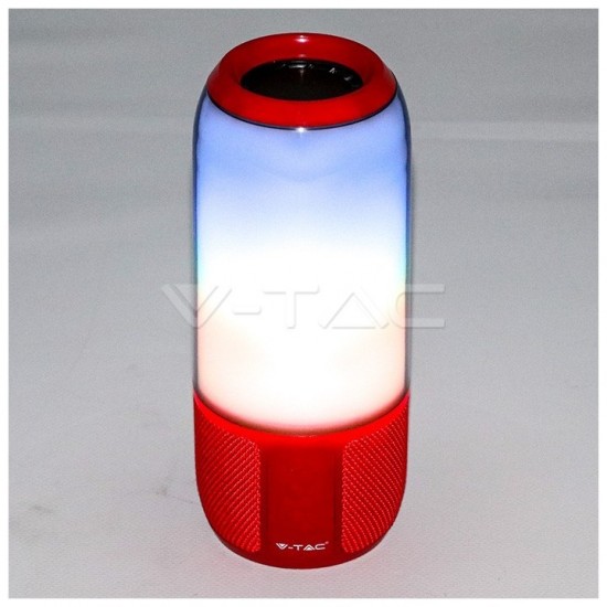 V-TAC Επιτραπέζιο φωτιστικό  LED Ηχείο Bluetooth 2x3W RGB με USB και TF Card Χρώμα Κόκκινο 8571