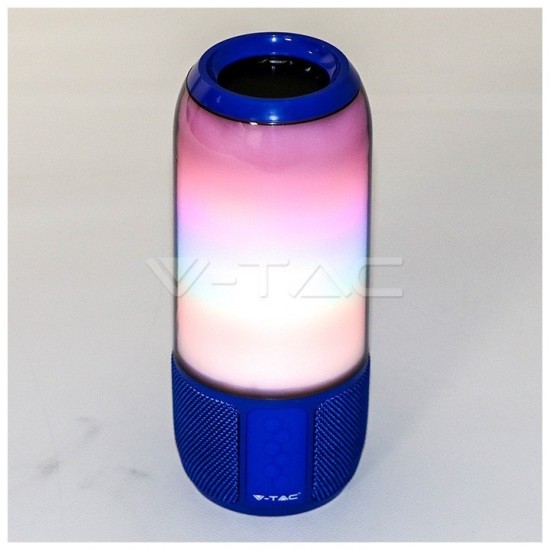 V-TAC Επιτραπέζιο φωτιστικό  LED Ηχείο Bluetooth 2x3W RGB με USB και TF Card Χρώμα Μπλε 8569