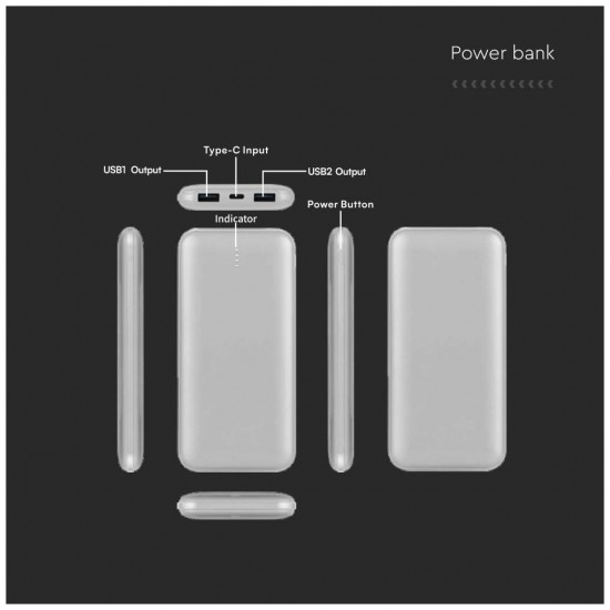V-TAC PowerBank 10.000 mAh Ασημί 23035