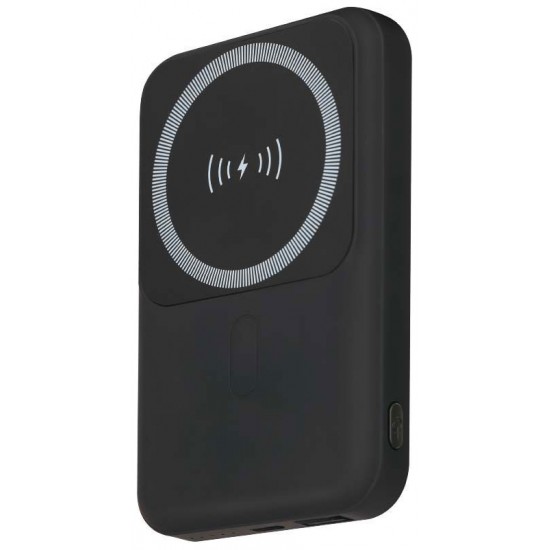 V-TAC PowerBank 10.000 mAh Γρήγορης Φόρτισης Μαγνητικό με Μεταλλικό Δαχτυλίδι για Android και Ασύρματη Φόρτιση Μαύρο 23038
