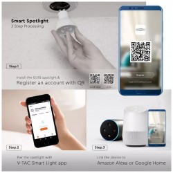 LED V-TAC Έξυπνο Σποτ GU10 4.5W RA80 WIFI Ψυχρό + Θερμό Dimmable Συμβατό με V-TAC SMART Light, Amazon Alexa και Google Home 2750