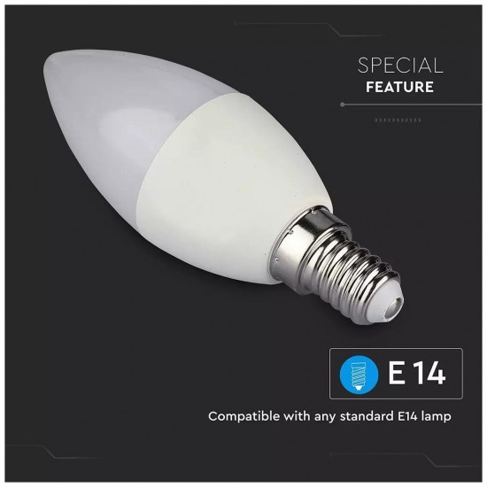 LED V-TAC Έξυπνη Λάμπα Ε14 Κεράκι 4.5W RGB + Θερμό και Ψυχρό Λευκό Dimmable Συμβατή με V-TAC SMART Light, Amazon Alexa και Google Home 2754