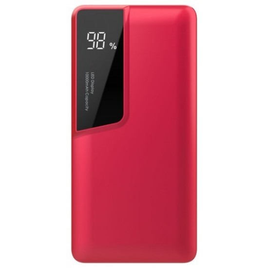 Φορτιστής Μπαταριά Power Bank 10000mAh με οθόνη  USB Type C Χρώμα Κόκκινο 8871