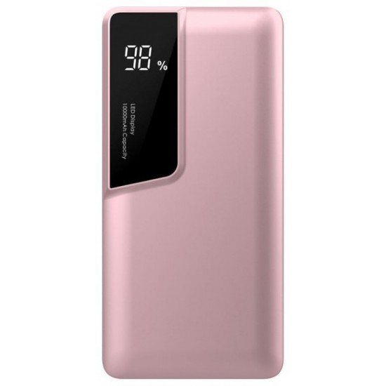 Φορτιστής Μπαταριά Power Bank 10000mAh με οθόνη  USB Type C Χρώμα Ροζ 8873