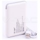 Φορτιστής Μπαταριά Power Bank 5000mAh με LED Ενδείξεις USB και ενσωματωμένο Γκρι καλώδιο Χρώμα Λευκό 8864
