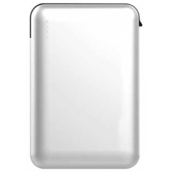 Φορτιστής Μπαταριά Power Bank 5000mAh με LED Ενδείξεις USB και ενσωματωμένο Γκρι καλώδιο Χρώμα Λευκό 8864