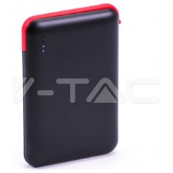 Φορτιστής Μπαταριά Power Bank 5000mAh με LED Ενδείξεις USB και ενσωματωμένο Κόκκινο καλώδιο Χρώμα Μαύρο 8865