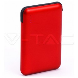 Φορτιστής Μπαταριά Power Bank 5000mAh με LED Ενδείξεις USB και ενσωματωμένο Μαύρο καλώδιο Χρώμα Κόκκινο 8866