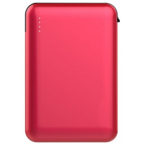 Φορτιστής Μπαταριά Power Bank 5000mAh με LED Ενδείξεις USB και ενσωματωμένο Μαύρο καλώδιο Χρώμα Κόκκινο 8866