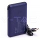 Φορτιστής Μπαταριά Power Bank 5000mAh με LED Ενδείξεις USB και ενσωματωμένο Μαύρο καλώδιο Χρώμα Μπλε 8868