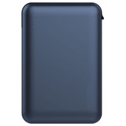 Φορτιστής Μπαταριά Power Bank 5000mAh με LED Ενδείξεις USB και ενσωματωμένο Μαύρο καλώδιο Χρώμα Μπλε 8868