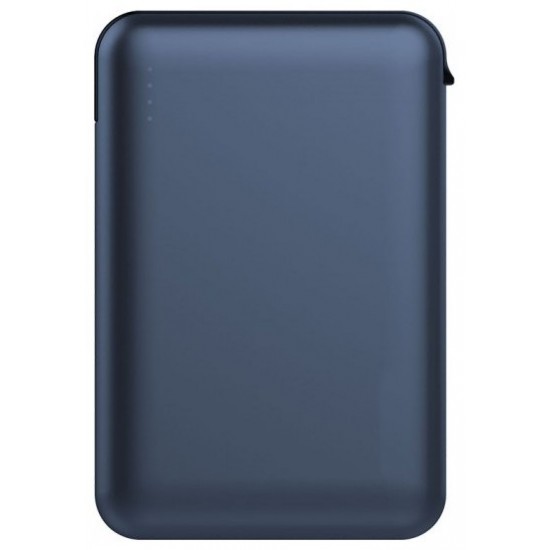 Φορτιστής Μπαταριά Power Bank 5000mAh με LED Ενδείξεις USB και ενσωματωμένο Μαύρο καλώδιο Χρώμα Μπλε 8868