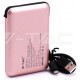 Φορτιστής Μπαταριά Power Bank 5000mAh με LED Ενδείξεις USB και ενσωματωμένο μαύρο καλώδιο Χρώμα Ροζ 8867