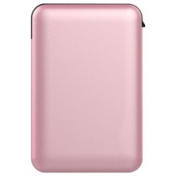 Φορτιστής Μπαταριά Power Bank 5000mAh με LED Ενδείξεις USB και ενσωματωμένο μαύρο καλώδιο Χρώμα Ροζ 8867
