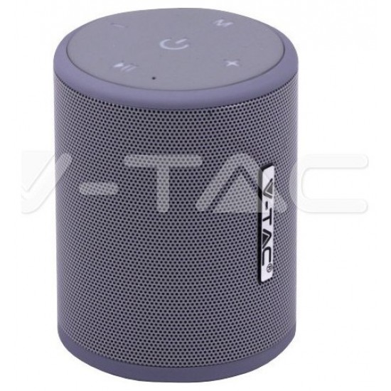 V-TAC Φορητό Ηχείο Bluetooth 5W Επαναφορτιζόμενο 1500mah Γκρι 7720