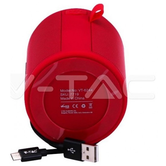 V-TAC Φορητό Ηχείο Bluetooth 5W Επαναφορτιζόμενο 1500mah Κόκκινο 7719