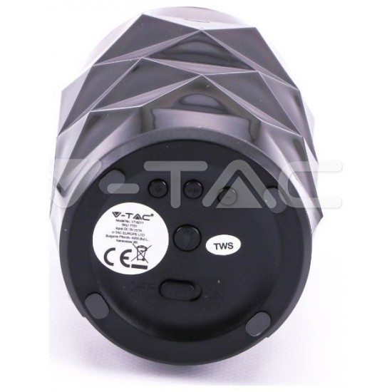 V-TAC Φορητό Μίνι Ηχείο Bluetooth 3W Επαναφορτιζόμενο 1200mAh Crystal RGB LED 7723