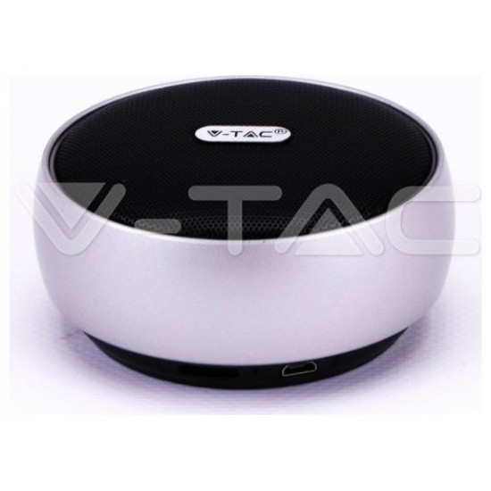 V-TAC Φορητό Μίνι Ηχείο Bluetooth 4W Επαναφορτιζόμενο 800mAh Γκρι 7717