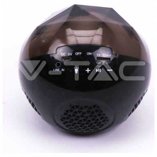 V-TAC Φορητό Μίνι Ηχείο Σφαίρα Bluetooth 3W Επαναφορτιζόμενο 1200mAh Crystal RGB LED 7722