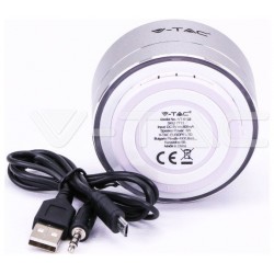 V-TAC Φορητό Μίνι Ηχείο Bluetooth 3W Επαναφορτιζόμενο 400mAh Ασημί 7713