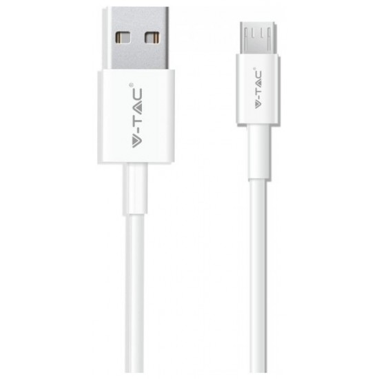 V-TAC Καλώδιο USB- Micro USB 1 μέτρο Λευκό Silver Series 8484