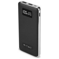 Φορτιστής Μπαταριά Power Bank 10000mAh με Οθόνη και δύο Θύρες USB, Φινίρισμα Δέρμα και Χρώμιο Χρώμα Μαύρο 8910