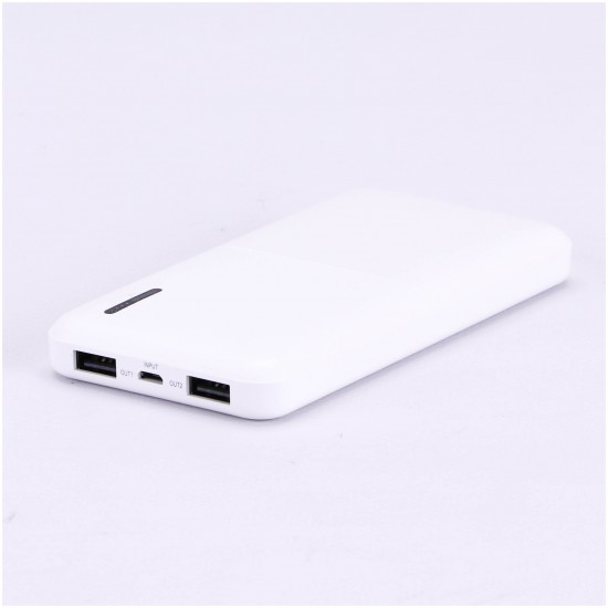 Φορτιστής Μπαταριά Power Bank Slim 10000mAh με  δύο Θύρες USB Χρώμα Λευκό 8898