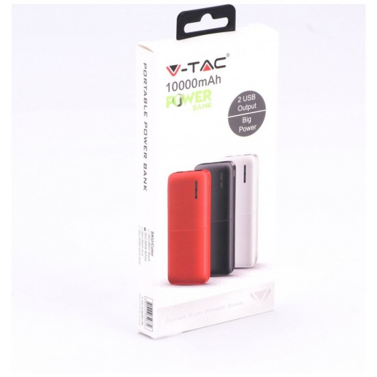Φορτιστής Μπαταριά Power Bank Slim 10000mAh με  δύο Θύρες USB Χρώμα Λευκό 8898