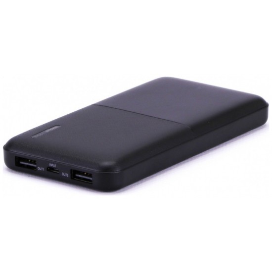 Φορτιστής Μπαταριά Power Bank Slim 10000mAh με  δύο Θύρες USB Χρώμα Μαύρο 8897