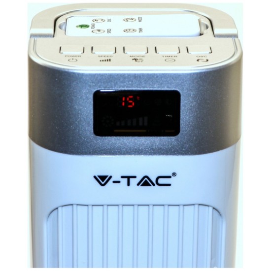 Ανεμιστήρας Στήλη Δαπέδου V-TAC 36” ίντσες 55W με Οθόνη και Χειριστήριο Λευκός 7900