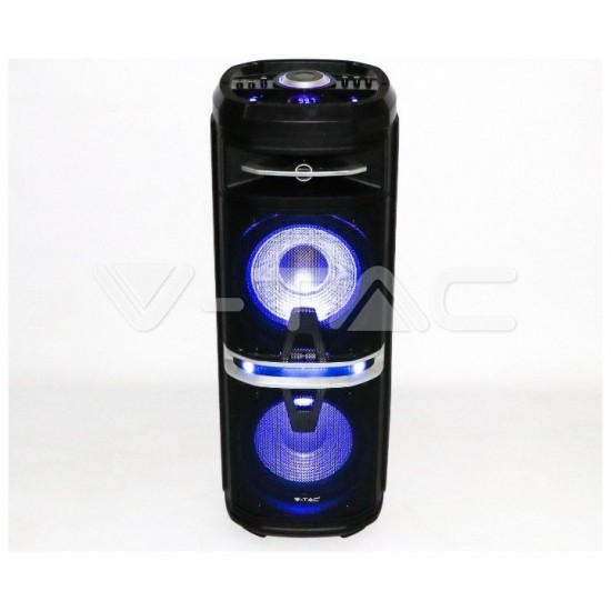 V-TAC Επαναφορτιζόμενο Φορητό Ηχείο 120W 2x10inch με Μικρόφωνο Τηλεχειριστήριο RF και Φωτισμό LED 7734