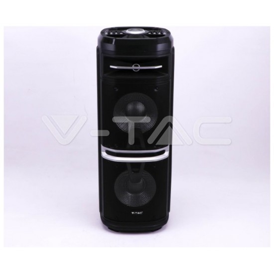 V-TAC Επαναφορτιζόμενο Φορητό Ηχείο 120W 2x10inch με Μικρόφωνο Τηλεχειριστήριο RF και Φωτισμό LED 7734