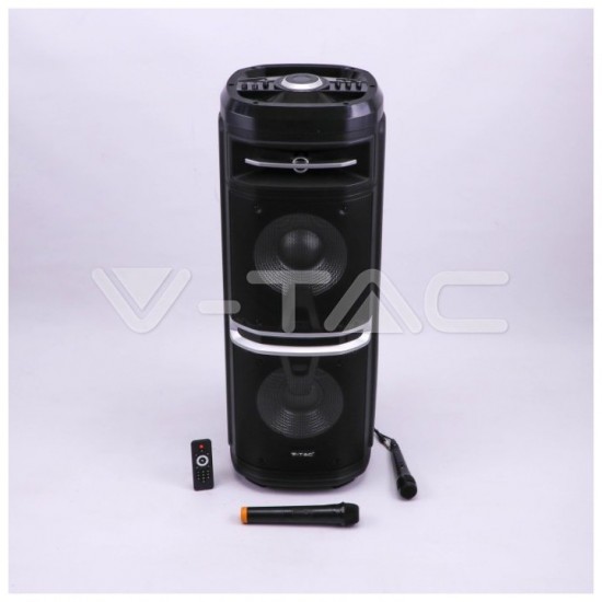 V-TAC Επαναφορτιζόμενο Φορητό Ηχείο 120W 2x10inch με Μικρόφωνο Τηλεχειριστήριο RF και Φωτισμό LED 7734