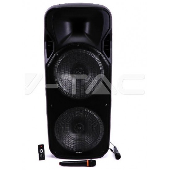 V-TAC Επαναφορτιζόμενο Φορητό Ηχείο 150W 2x12inch με Μικρόφωνο Τηλεχειριστήριο RF και Φωτισμό RGB 7733