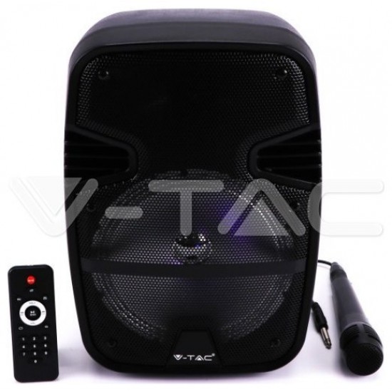 V-TAC Επαναφορτιζόμενο Ηχείο 15W 8inch με Μικρόφωνο Τηλεχειριστήριο και Φωτισμό RGB 7735