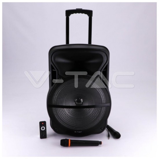 V-TAC Επαναφορτιζόμενο Ηχείο Trolley 50W 15inch με Μικρόφωνο Τηλεχειριστήριο και Φωτισμό RGB 7738