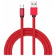 V-TAC Καλώδιο Ύφασμα USB- Micro USB 1 μέτρο Κόκκινο Ruby Series 8497