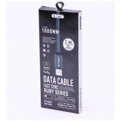V-TAC Καλώδιο Ύφασμα USB- Micro USB 1 μέτρο Μαύρο Ruby Series 8494