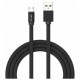 V-TAC Καλώδιο Ύφασμα USB- Micro USB 1 μέτρο Μαύρο Ruby Series 8494