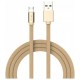V-TAC Καλώδιο Ύφασμα USB- Micro USB 1 μέτρο Μπεζ Χρυσό Ruby Series 8495
