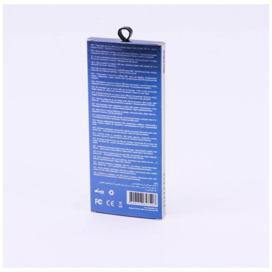 V-TAC Καλώδιο Ύφασμα USB- Micro USB 1 μέτρο Μπλε Ruby Series 8496