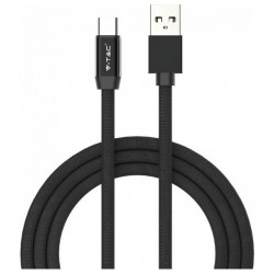 V-TAC Καλώδιο Ύφασμα USB- Type C 1 μέτρο Μαύρο Ruby Series 8498