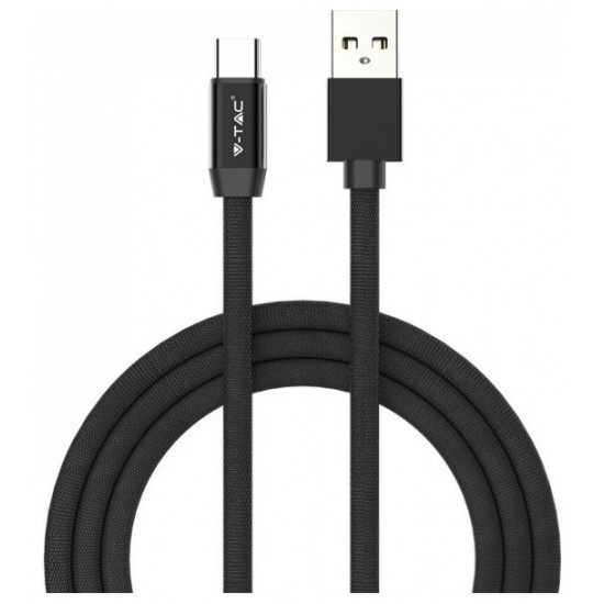V-TAC Καλώδιο Ύφασμα USB- Type C 1 μέτρο Μαύρο Ruby Series 8498