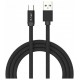 V-TAC Καλώδιο Ύφασμα USB- Type C 1 μέτρο Μαύρο Ruby Series 8498